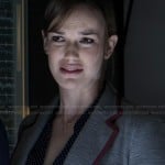 Jemma’s grey blazer with burgundy trim on Agents of S.H.I.E.L.D