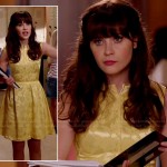 Jess’s yellow jacquard dress on New Girl