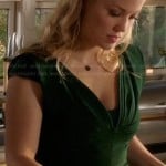 Julia’s green pleated v-neck dress on Parenthood