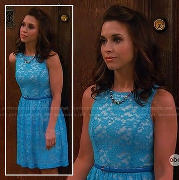 Amy's turquoise blue lace dress on Baby Daddy