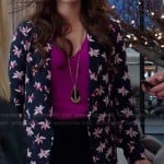 Lauren’s blue and pink floral blazer and black lace skirt on The Crazy Ones