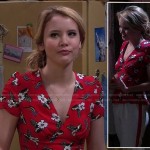 Lennox’s red floral top with open back on Melissa and Joey