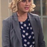 Leslie’s navy blue blouse with white flower print on Parks and Recreation