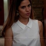 Marisol’s white sleeveless top with collar on Devious Maids