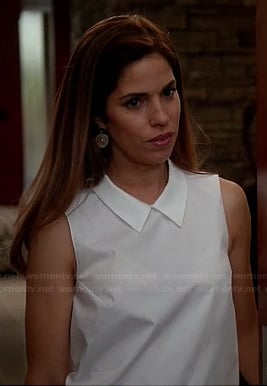 Marisol’s white sleeveless top with collar on Devious Maids