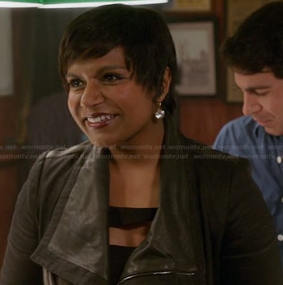 Mindy's black leather jacket on The Mindy Project