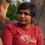 Mindy’s red “El Royale” sweater on The Mindy Project