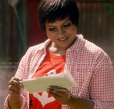 Mindy's red anchor tee on The Mindy Project