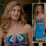 Paige’s blue stripe patterned strapless mini dress on Royal Pains