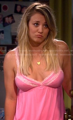 Penny’s pink lace pajama cami top on The Big Bang Theory