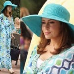 Savi’s blue maxi/cover-up dress and turquoise blue beach hat on Mistresses