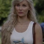 Scarlett’s white budgie graphic tank top on Nashville