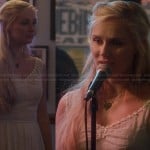 Scarlett’s white cotton flower trim dress on Nashville