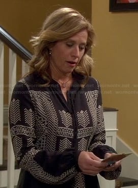 Vanessa's black and white peasant style blouse on Last Man Standing