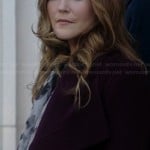 Abby’s burgundy draped coat on Scandal