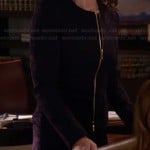 Alicia’s purple patterned pantsuit on The Good Wife