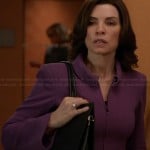 Alicia’s purple zip front front jacket on The Good Wife