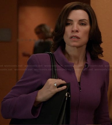 Alicia's purple zip front front jacket on The Good Wife