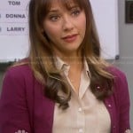 Ann’s pin dot shirt and purple cardigan on Parks and Recreation