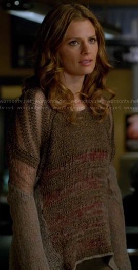 Beckett’s brown sheer striped sweater on Castle