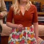 Bernadette’s yellow and pink rose print dress on The Big Bang Theory