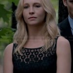 Caroline’s black mesh polka dot dress on The Vampire Diaries