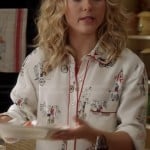 Carrie’s white bicycle print pajama shirt on The Carrie Diaries