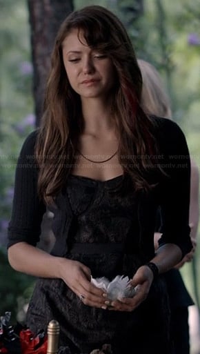 Elena's black lace bustier dress on The Vampire Diaries