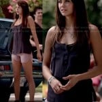 Elena’s navy henley tank and pink denim shorts on The Vampire Diaries