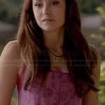 Elena’s pink tank top with front seam on The Vampire Diaries