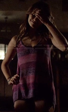 Elena's pink and purple striped tank top on The Vampire Diaries