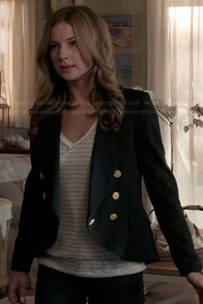 Emily’s black military style jacket on Revenge