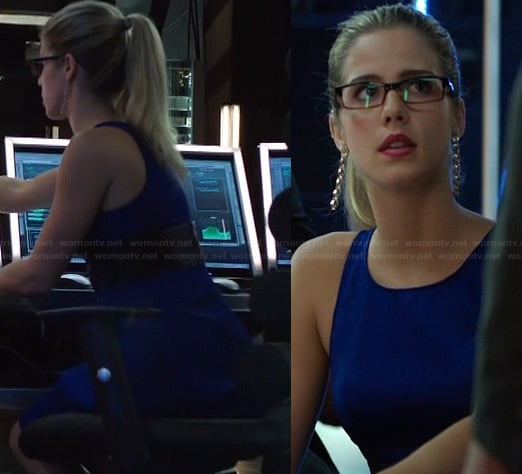 Wornontv Felicitys Blue Dress With Leather Waistband On Arrow Emily 7691