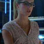 Felicity’s white top with multi-colored dots on Arrow