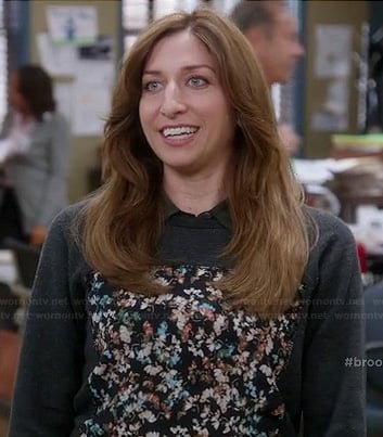 Gina's grey floral panel sweater on Brooklyn Nine-Nine