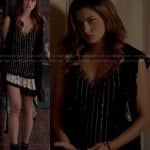 Haley’s black beaded dress and combat boots on The Originals