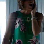 Heather’s green floral shift dress on Beauty and the Beast