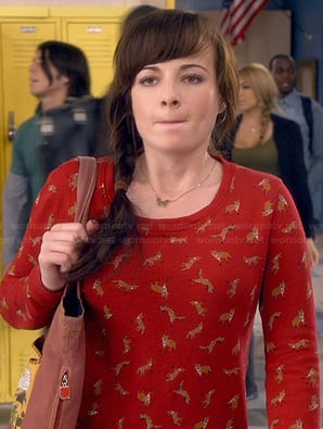 Jenna's red fox print sweater on Awkward