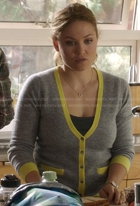 Julia's grey and yellow tipped cardigan on Parenthood