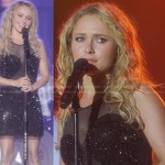 Juliette’s black beaded performance dress with mesh cutouts on Nashville