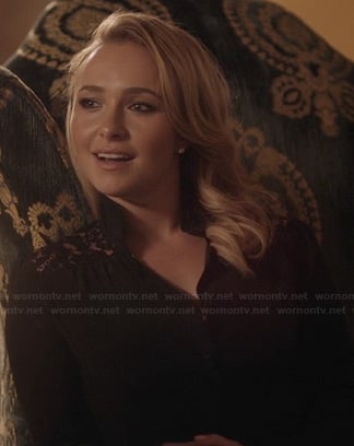 Juliette’s black lace shoulder blouse on Nashville