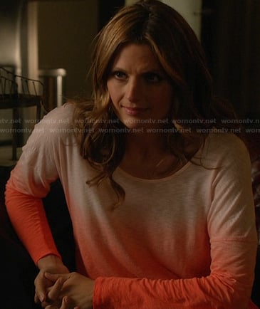 Kate’s orange long sleeved ombre tee on Castle