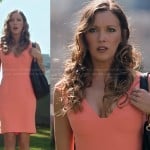 Laurel’s peach v-neck dress on Arrow