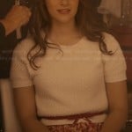 Layla’s white short sleeve beaded sweater on Nashville