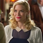 Lemon’s blue mesh dress with white collar and beaded cardigan on Hart of Dixie