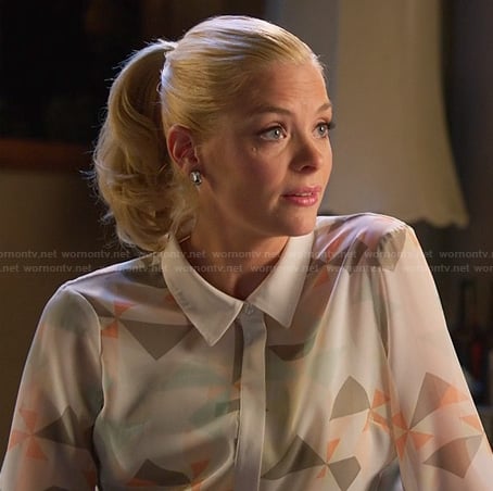 Lemon's white geometric print shirt on Hart of Dixie