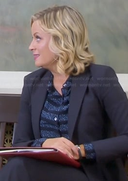 Leslie's navy striped and printed shirt on Parks and Recreation