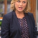 Leslie’s navy printed keyhole top on Parks and Recreation