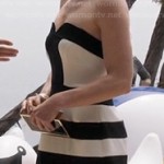 Margaux’s black and white striped strapless dress on Revenge