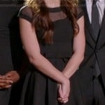 Marley’s black bow front illusion dress on Glee